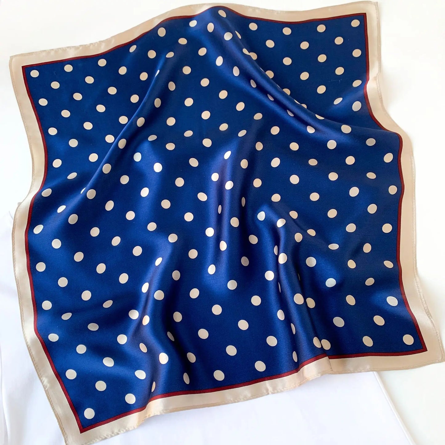 Mulberry Silk Polka Dot Blue Scarf