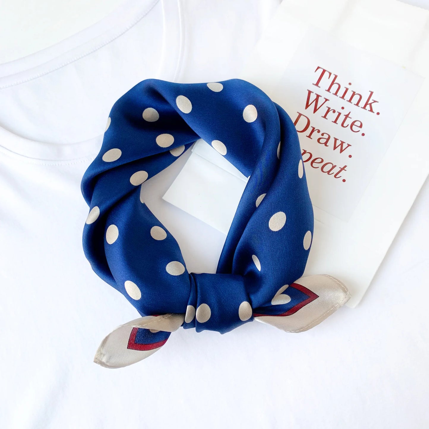 Mulberry Silk Polka Dot Blue Scarf